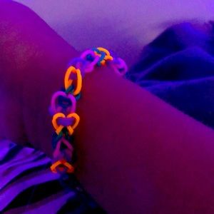 Pink,purple,orange, dark teal